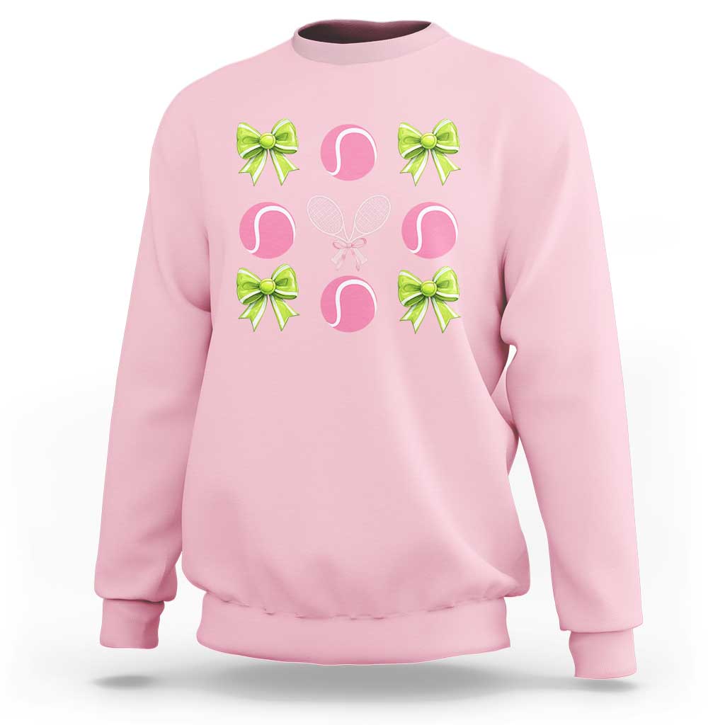Pink Bow Coquette Tennis Lover Sweatshirt Funny Tennis Girl Gift - Wonder Print Shop