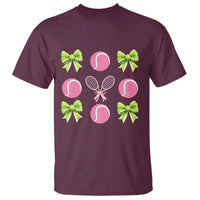 Pink Bow Coquette Tennis Lover T Shirt Funny Tennis Girl Gift - Wonder Print Shop
