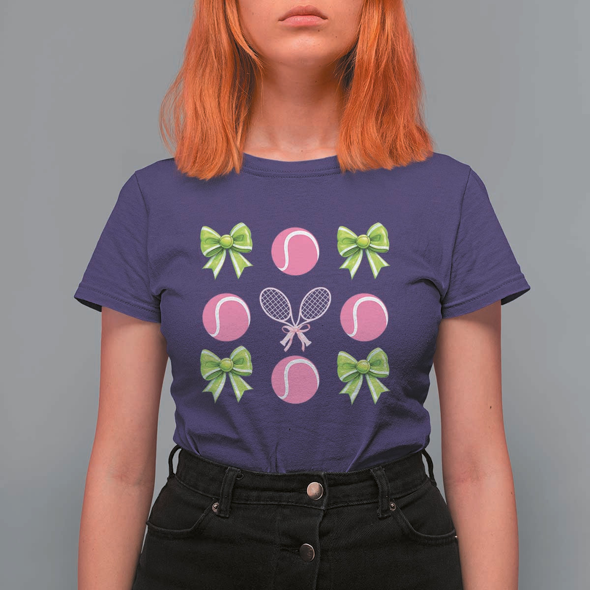 Pink Bow Coquette Tennis Lover T Shirt For Women Funny Tennis Girl Gift - Wonder Print Shop