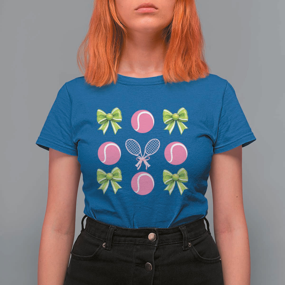 Pink Bow Coquette Tennis Lover T Shirt For Women Funny Tennis Girl Gift - Wonder Print Shop