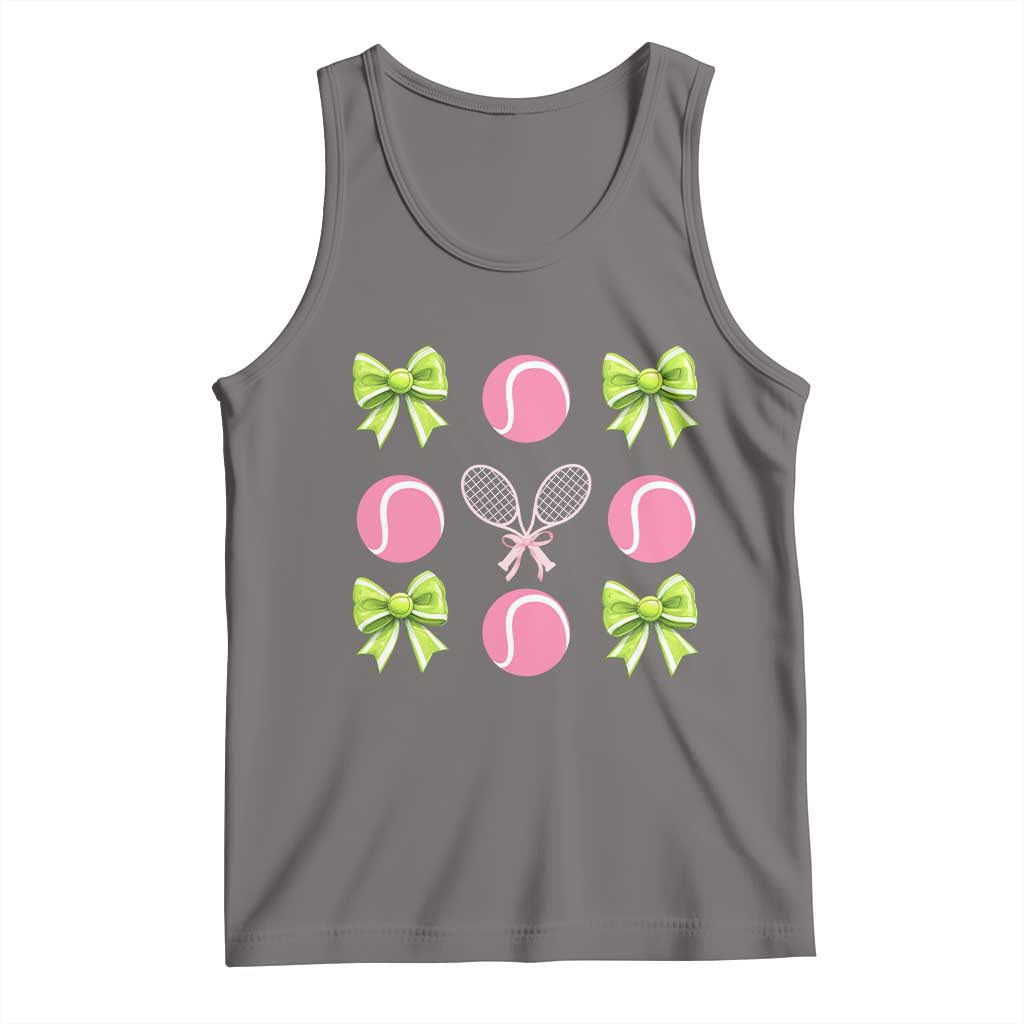 Pink Bow Coquette Tennis Lover Tank Top Funny Tennis Girl Gift - Wonder Print Shop