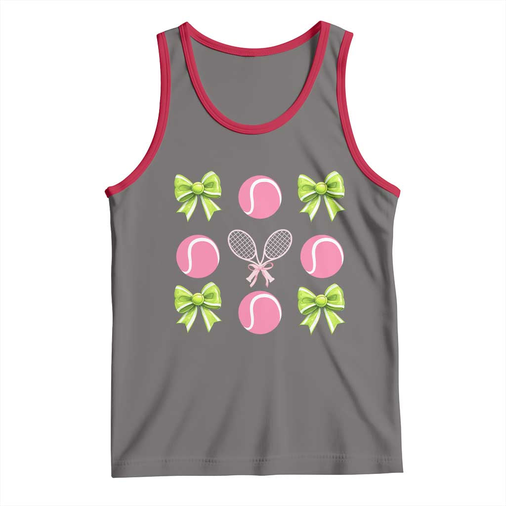 Pink Bow Coquette Tennis Lover Tank Top Funny Tennis Girl Gift - Wonder Print Shop