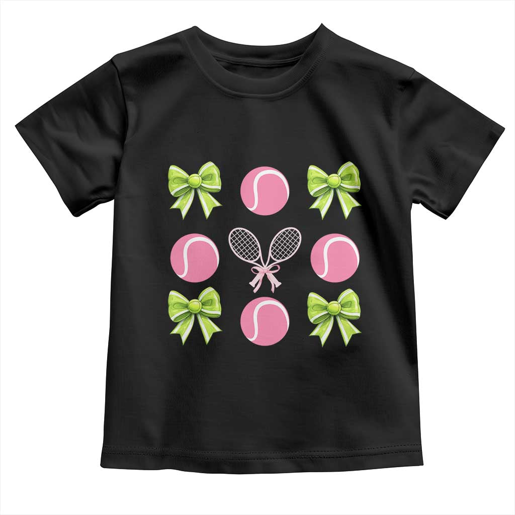 Pink Bow Coquette Tennis Lover Toddler T Shirt Funny Tennis Girl Gift - Wonder Print Shop