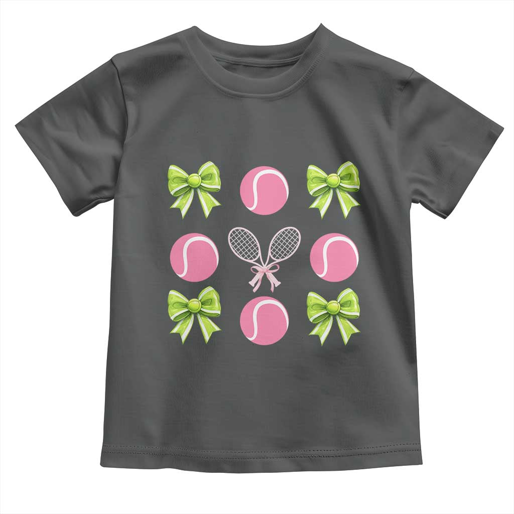 Pink Bow Coquette Tennis Lover Toddler T Shirt Funny Tennis Girl Gift - Wonder Print Shop
