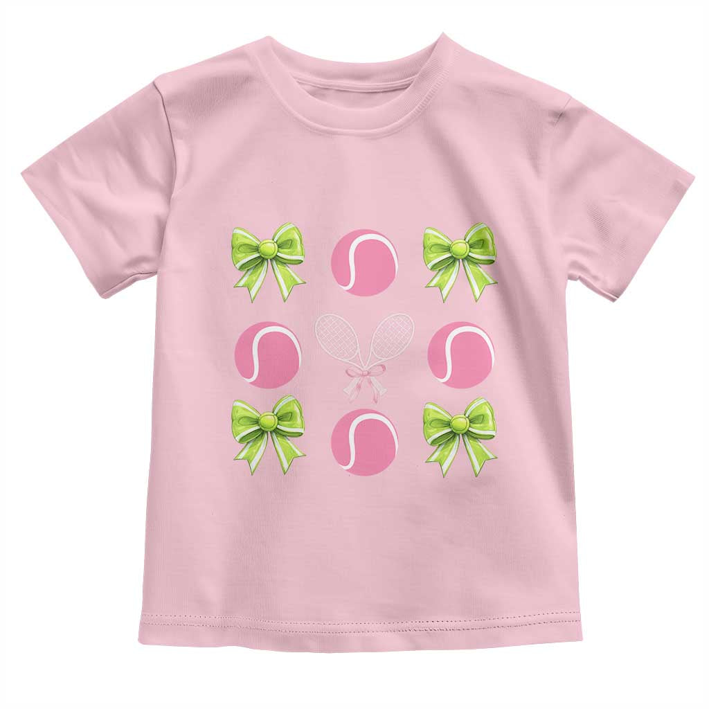 Pink Bow Coquette Tennis Lover Toddler T Shirt Funny Tennis Girl Gift - Wonder Print Shop