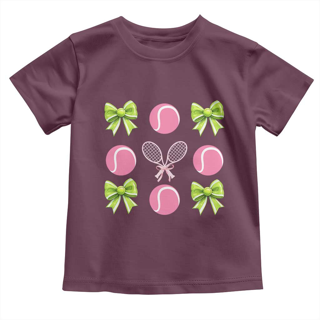Pink Bow Coquette Tennis Lover Toddler T Shirt Funny Tennis Girl Gift - Wonder Print Shop