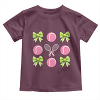 Pink Bow Coquette Tennis Lover Toddler T Shirt Funny Tennis Girl Gift - Wonder Print Shop