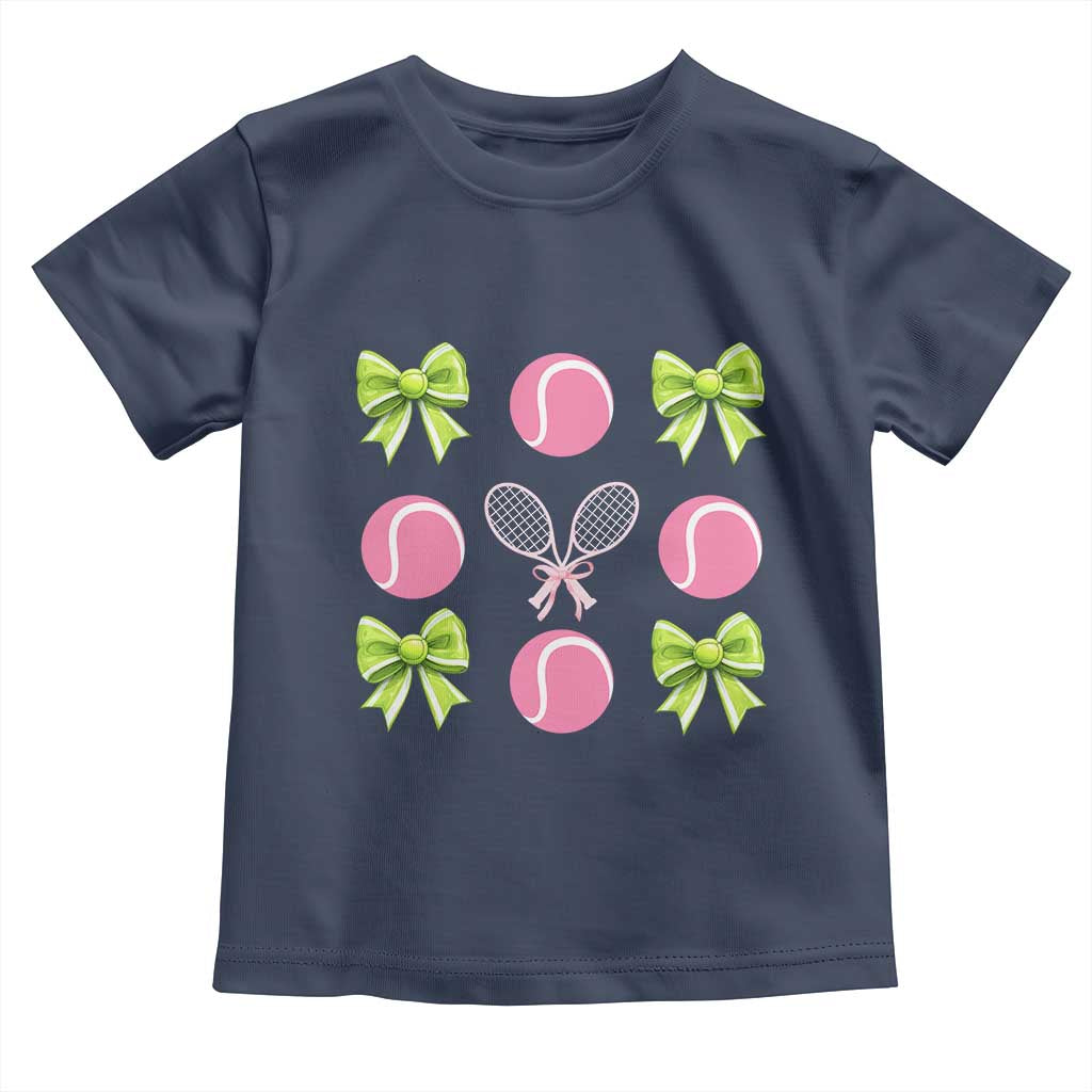 Pink Bow Coquette Tennis Lover Toddler T Shirt Funny Tennis Girl Gift - Wonder Print Shop