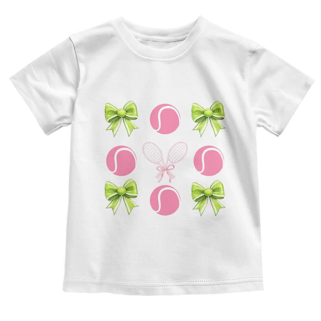 Pink Bow Coquette Tennis Lover Toddler T Shirt Funny Tennis Girl Gift - Wonder Print Shop