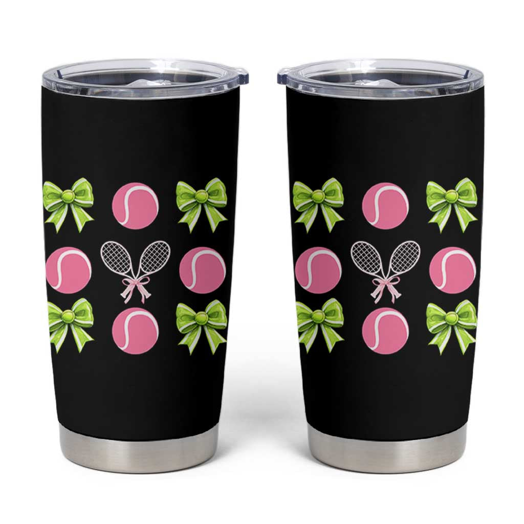 Pink Bow Coquette Tennis Lover Tumbler Cup Funny Tennis Girl Gift - Wonder Print Shop