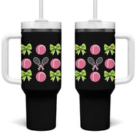 Pink Bow Coquette Tennis Lover Tumbler With Handle Funny Tennis Girl Gift - Wonder Print Shop