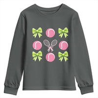 Pink Bow Coquette Tennis Lover Youth Sweatshirt Funny Tennis Girl Gift - Wonder Print Shop