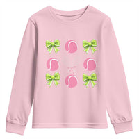 Pink Bow Coquette Tennis Lover Youth Sweatshirt Funny Tennis Girl Gift - Wonder Print Shop