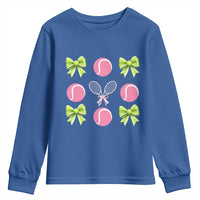 Pink Bow Coquette Tennis Lover Youth Sweatshirt Funny Tennis Girl Gift - Wonder Print Shop