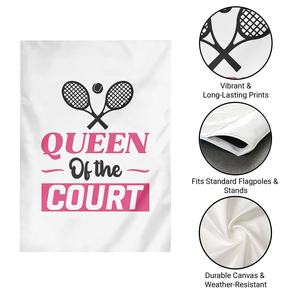 Queen Of The Court Garden Flag Funny Tennis Girl Gift - Wonder Print Shop