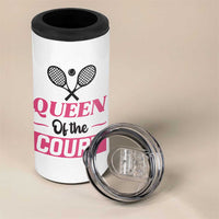 Queen Of The Court 4 in 1 Can Cooler Tumbler Funny Tennis Girl Gift - Wonder Print Shop