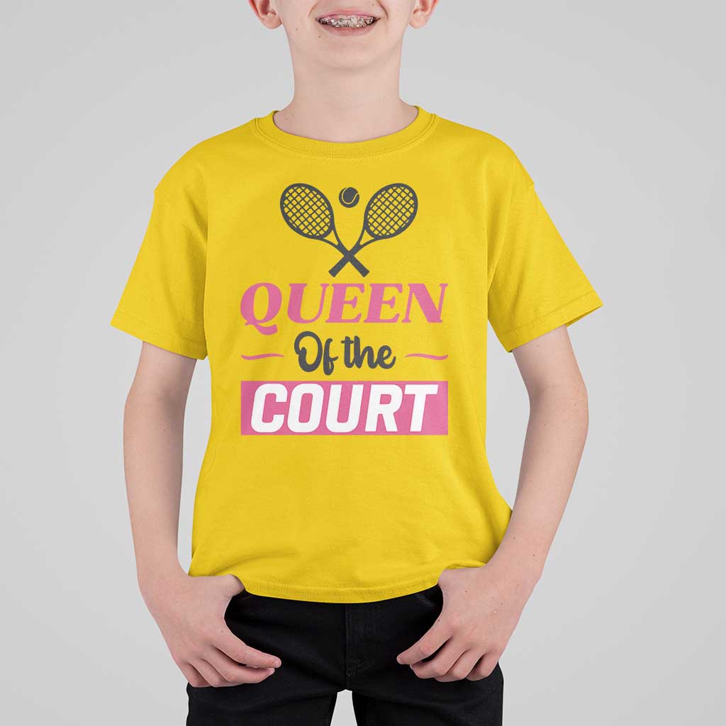 Queen Of The Court T Shirt For Kid Funny Tennis Girl Gift - Wonder Print Shop