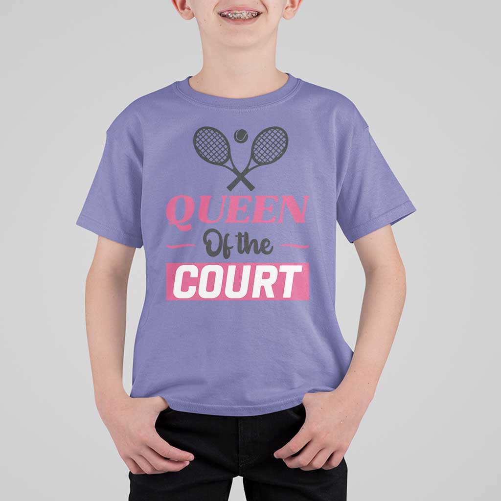Queen Of The Court T Shirt For Kid Funny Tennis Girl Gift - Wonder Print Shop