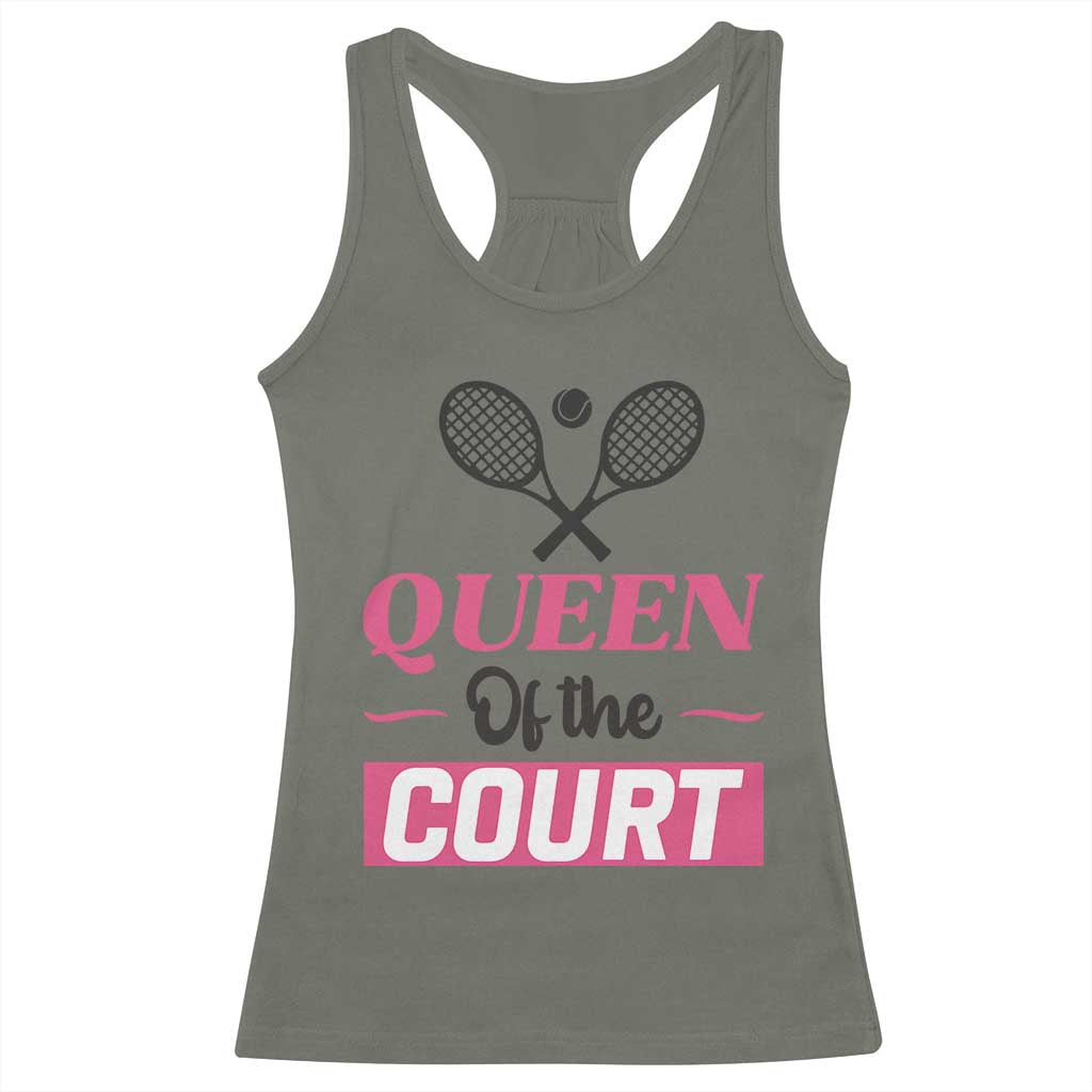 Queen Of The Court Racerback Tank Top Funny Tennis Girl Gift - Wonder Print Shop