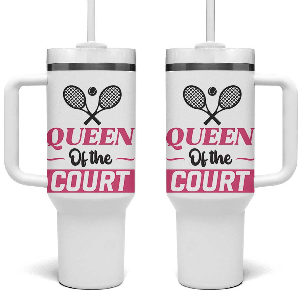 Queen Of The Court Tumbler With Handle Funny Tennis Girl Gift - Wonder Print Shop