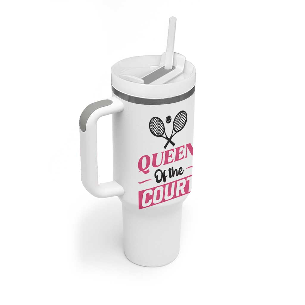 Queen Of The Court Tumbler With Handle Funny Tennis Girl Gift - Wonder Print Shop