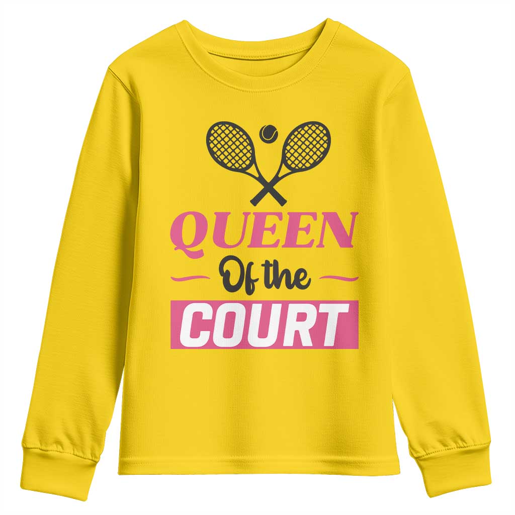 Queen Of The Court Youth Sweatshirt Funny Tennis Girl Gift - Wonder Print Shop