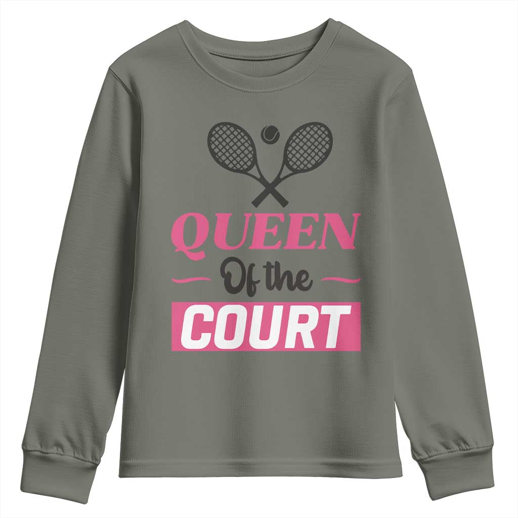Queen Of The Court Youth Sweatshirt Funny Tennis Girl Gift - Wonder Print Shop