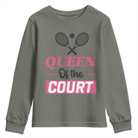 Queen Of The Court Youth Sweatshirt Funny Tennis Girl Gift - Wonder Print Shop