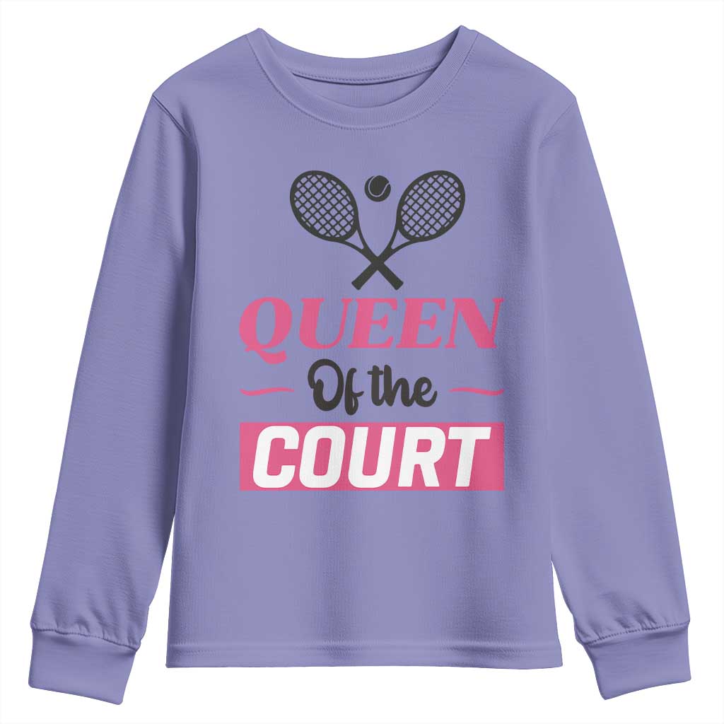 Queen Of The Court Youth Sweatshirt Funny Tennis Girl Gift - Wonder Print Shop