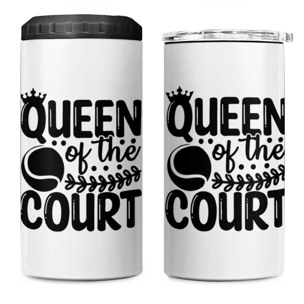 Funny Tennis Lover Gift 4 in 1 Can Cooler Tumbler Queen Of The Court - Wonder Print Shop