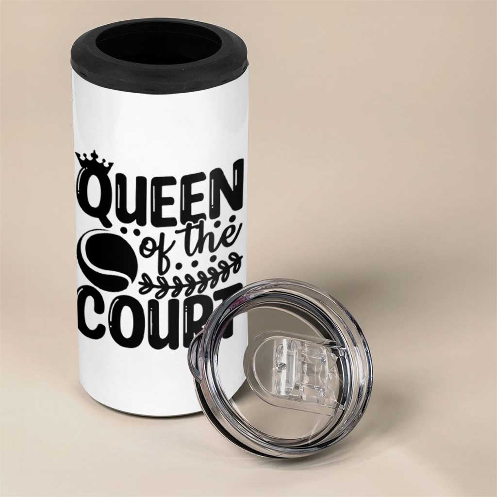 Funny Tennis Lover Gift 4 in 1 Can Cooler Tumbler Queen Of The Court - Wonder Print Shop