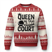 Funny Tennis Lover Gift Ugly Christmas Sweater Queen Of The Court - Wonder Print Shop