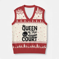Funny Tennis Lover Gift V-Neck Knit Sweater Vest Queen Of The Court - Wonder Print Shop