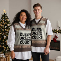 Funny Tennis Lover Gift V-Neck Knit Sweater Vest Queen Of The Court - Wonder Print Shop
