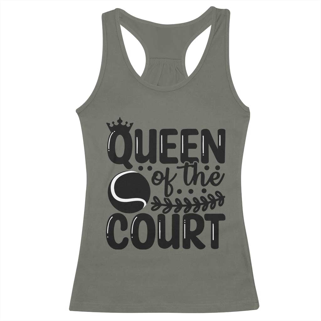 Funny Tennis Lover Gift Racerback Tank Top Queen Of The Court - Wonder Print Shop