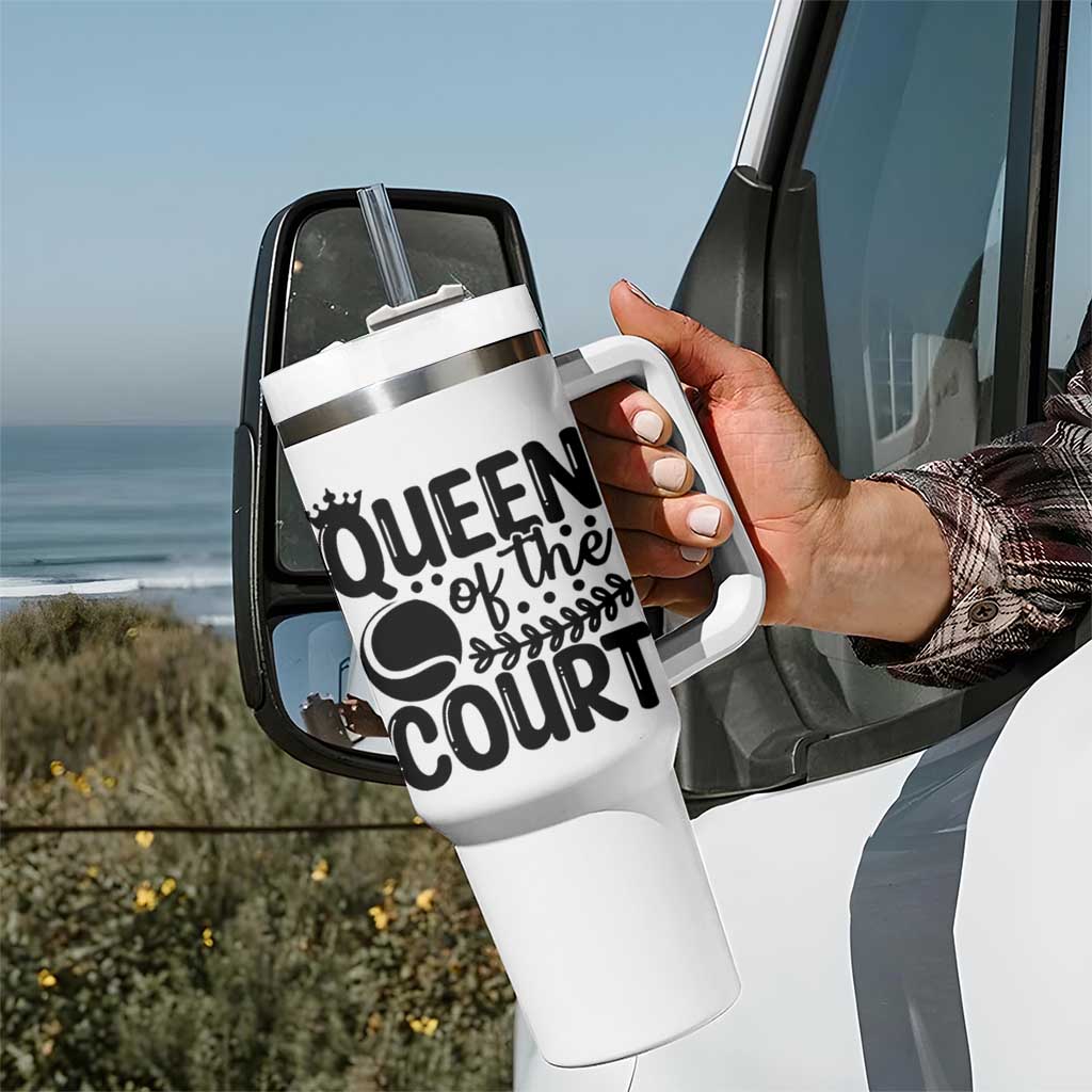 Funny Tennis Lover Gift Tumbler With Handle Queen Of The Court - Wonder Print Shop