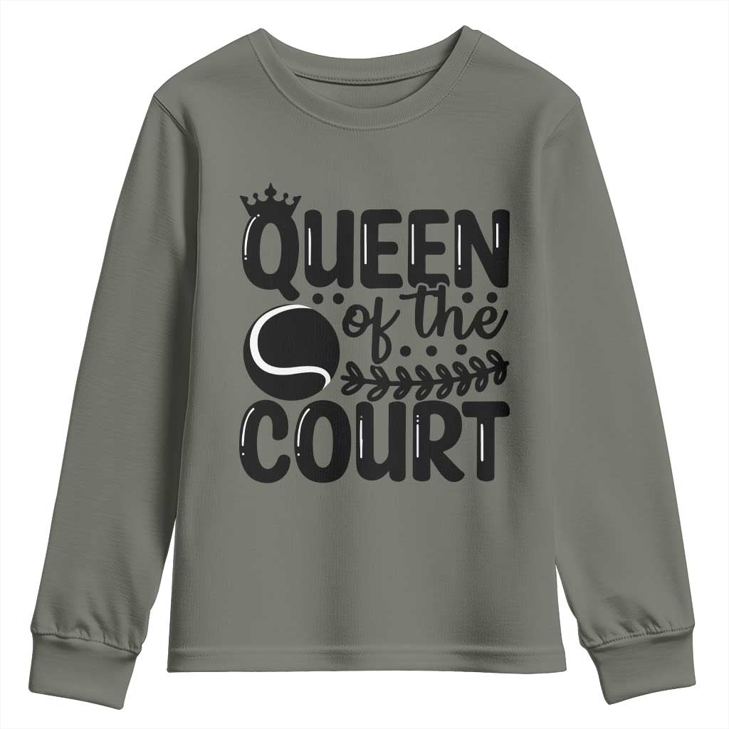 Funny Tennis Lover Gift Youth Sweatshirt Queen Of The Court - Wonder Print Shop