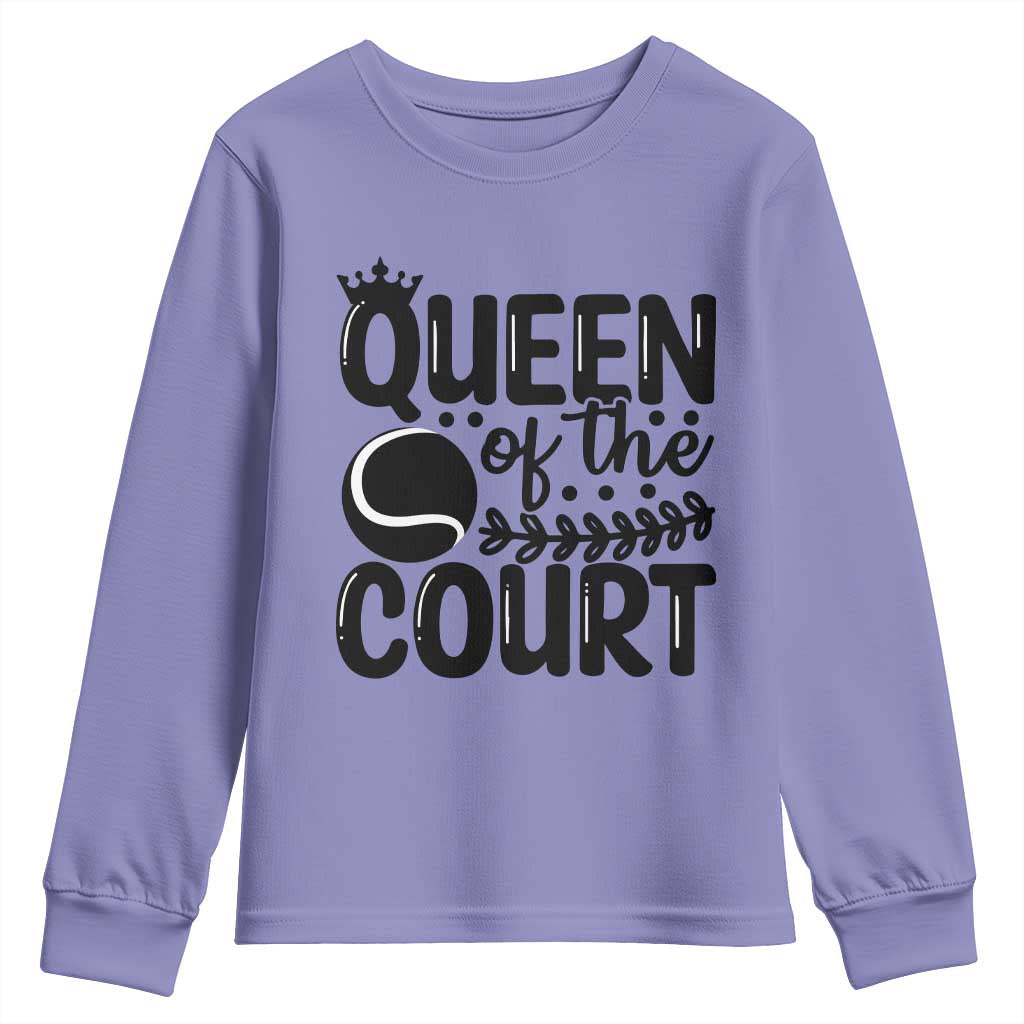 Funny Tennis Lover Gift Youth Sweatshirt Queen Of The Court - Wonder Print Shop