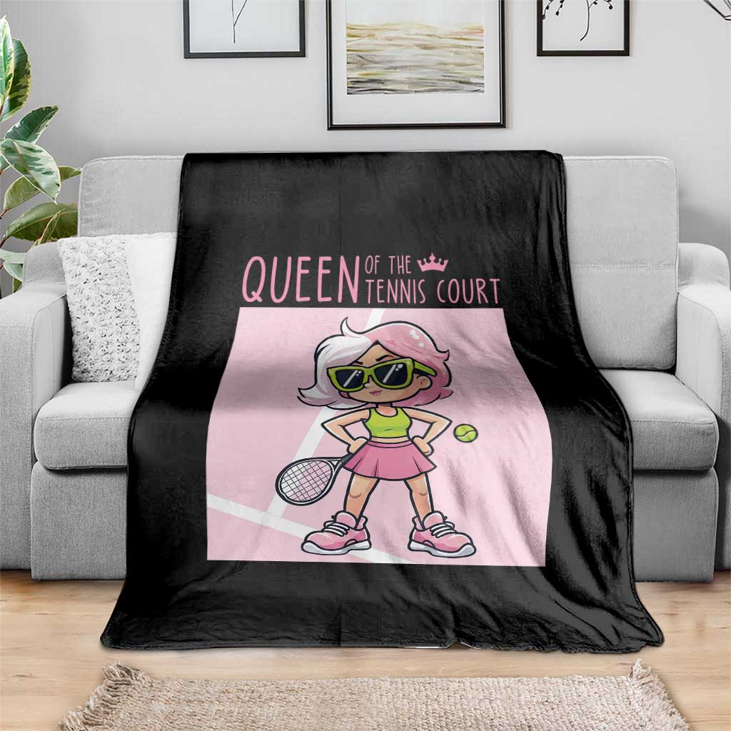 Queen Of The Court Throw Blanket Funny Tennis Player Gift For Women - Wonder Print Shop
