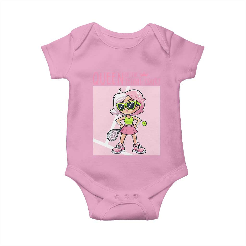 Queen Of The Court Baby Onesie Funny Tennis Player Gift For Women - Wonder Print Shop
