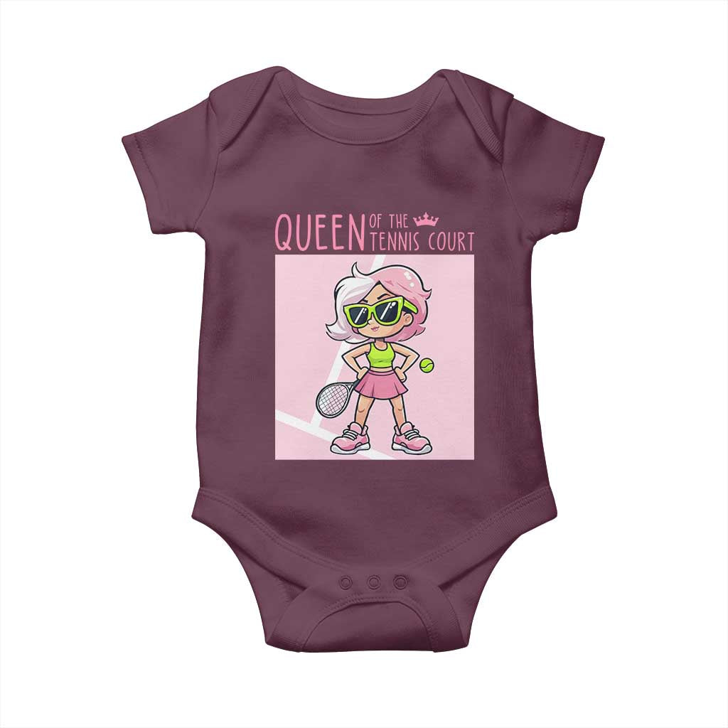Queen Of The Court Baby Onesie Funny Tennis Player Gift For Women - Wonder Print Shop
