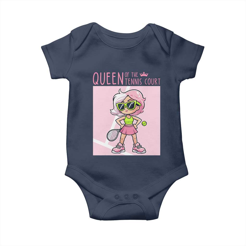 Queen Of The Court Baby Onesie Funny Tennis Player Gift For Women - Wonder Print Shop