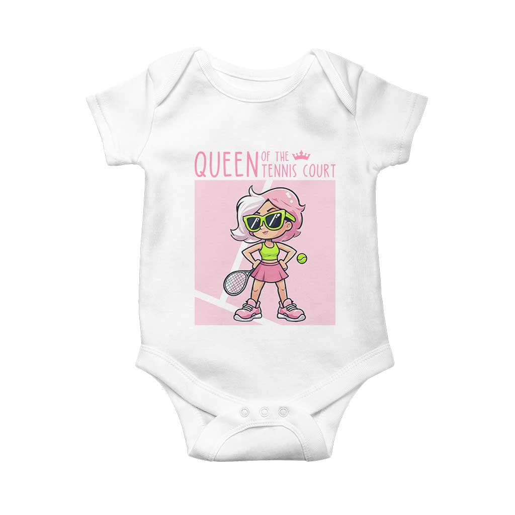 Queen Of The Court Baby Onesie Funny Tennis Player Gift For Women - Wonder Print Shop