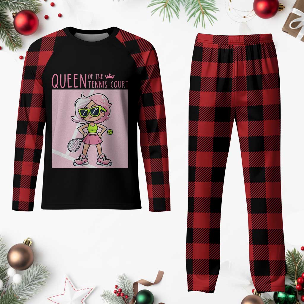 Queen Of The Court Plaid Pajama Set Funny Tennis Player Gift For Women - Wonder Print Shop