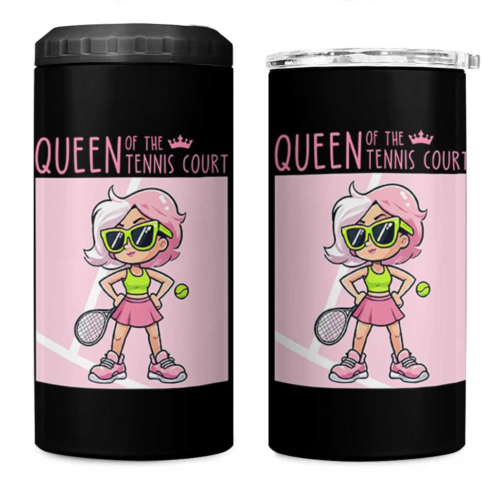 Queen Of The Court 4 in 1 Can Cooler Tumbler Funny Tennis Player Gift For Women - Wonder Print Shop