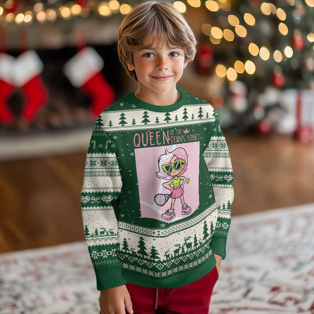Queen Of The Court Ugly Christmas Sweater Funny Tennis Player Gift For Women - Wonder Print Shop