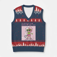 Queen Of The Court V-Neck Knit Sweater Vest Funny Tennis Player Gift For Women - Wonder Print Shop