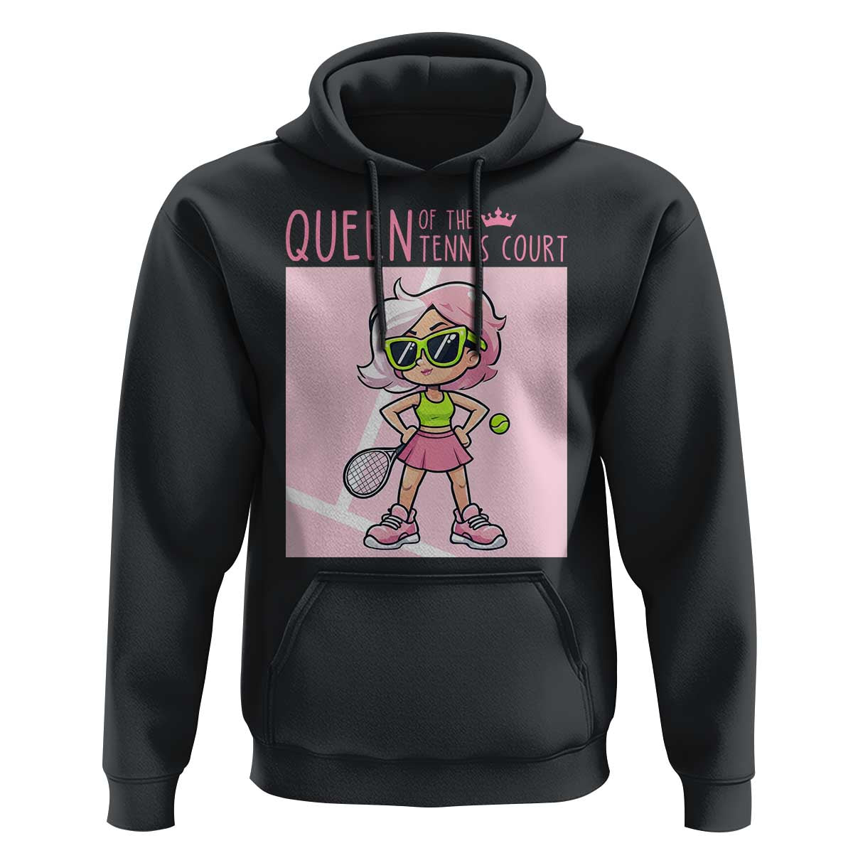Queen Of The Court Hoodie Funny Tennis Player Gift For Women - Wonder Print Shop