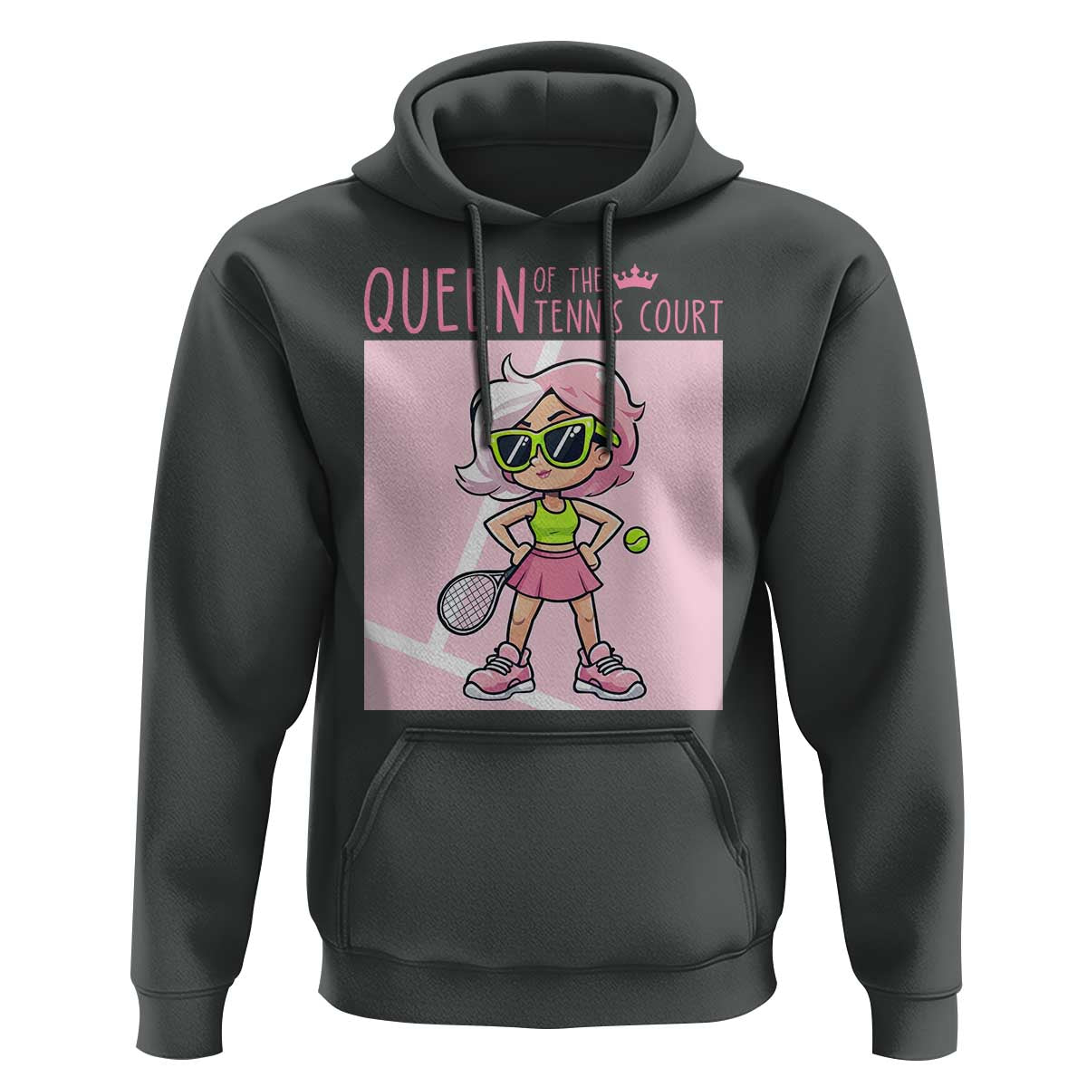Queen Of The Court Hoodie Funny Tennis Player Gift For Women - Wonder Print Shop