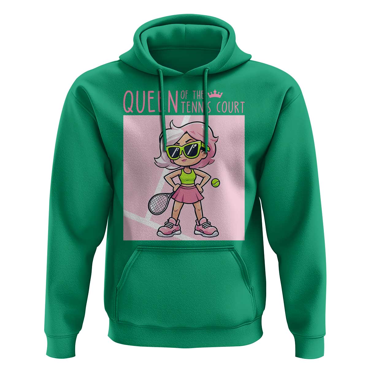 Queen Of The Court Hoodie Funny Tennis Player Gift For Women - Wonder Print Shop